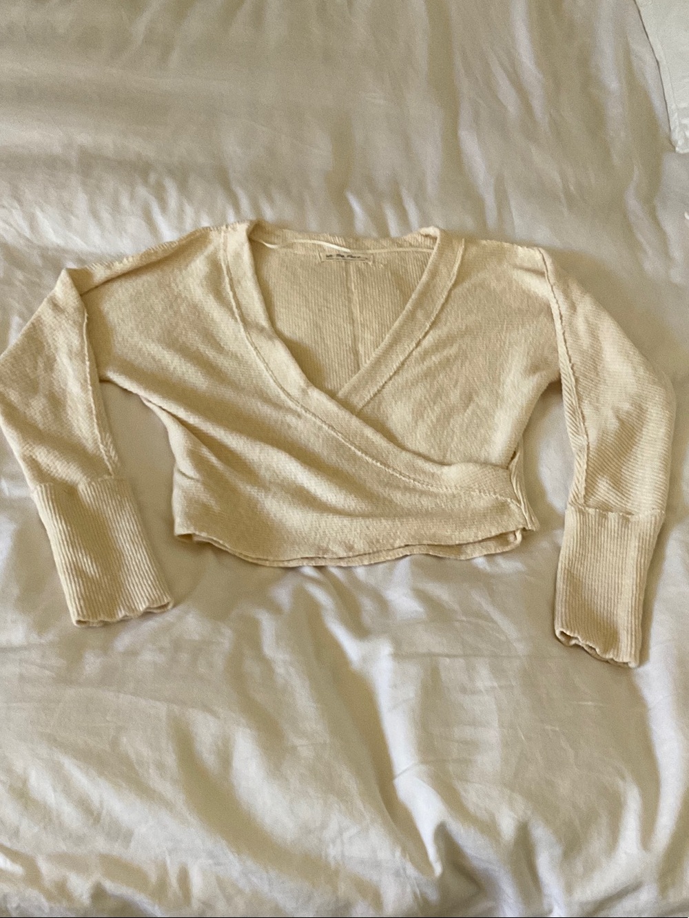 We The Free Cream Ribbed Knit Top sz med